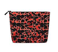 CHUNMINW Red Leopard Patterns Print Cosmetic Bag for Women,Zipper Makeup Bag Travel Cosmetic Toiletry Bag Organizer Waterproof, Black, One Size