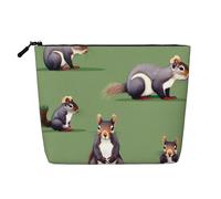 CHUNMINW Red Squirrel Print Cosmetic Bag for Women,Zipper Makeup Bag Travel Cosmetic Toiletry Bag Organizer Waterproof, Black, One Size