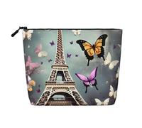 CHUNMINW Romantic Paris Butterfly Eiffel Print Cosmetic Bag for Women,Zipper Makeup Bag Travel Cosmetic Toiletry Bag Organizer Waterproof, Black, One Size