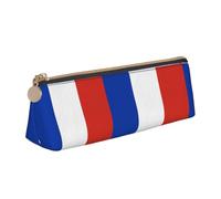 CHUNMINW Russian flag Print Minimalist Triangular Leather Pencil Case Cosmetic Organizer with Full-Print for Travel Work