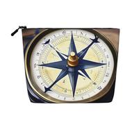 CHUNMINW Sail Boat Nautical Compass Print Cosmetic Bag for Women,Zipper Makeup Bag Travel Cosmetic Toiletry Bag Organizer Waterproof, Black, One Size