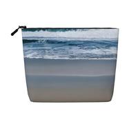 CHUNMINW Serene Coastal Print Cosmetic Bag for Women,Zipper Makeup Bag Travel Cosmetic Toiletry Bag Organizer Waterproof, Black, One Size