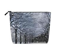 CHUNMINW Snow Falling in The Park Print Cosmetic Bag for Women,Zipper Makeup Bag Travel Cosmetic Toiletry Bag Organizer Waterproof, Black, One Size