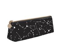 CHUNMINW Starry divination constellation Print Minimalist Triangular Leather Pencil Case Cosmetic Organizer with Full-Print for Travel Work, White, One Size, Stylish
