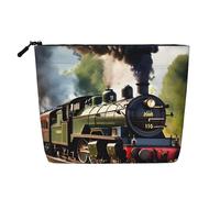 CHUNMINW Steam Little Train Print Cosmetic Bag for Women,Zipper Makeup Bag Travel Cosmetic Toiletry Bag Organizer Waterproof, Black, One Size