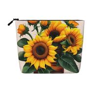 CHUNMINW Sunflower and Rose Print Cosmetic Bag for Women,Zipper Makeup Bag Travel Cosmetic Toiletry Bag Organizer Waterproof, Black, One Size