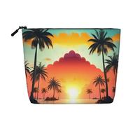 CHUNMINW Sunrise Tropical Palm Tree Island Print Cosmetic Bag for Women,Zipper Makeup Bag Travel Cosmetic Toiletry Bag Organizer Waterproof, Black, One Size