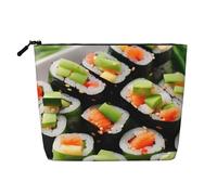 CHUNMINW Sushi Dill Pickles Print Cosmetic Bag for Women,Zipper Makeup Bag Travel Cosmetic Toiletry Bag Organizer Waterproof, Black, One Size