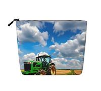 CHUNMINW Tractor under blue sky and white clouds Print Cosmetic Bag for Women,Zipper Makeup Bag Travel Cosmetic Toiletry Bag Organizer Waterproof, Black, One Size