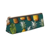 CHUNMINW Tropical Fruit Paradise Print Minimalist Triangular Leather Pencil Case Cosmetic Organizer with Full-Print for Travel Work