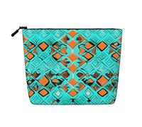 CHUNMINW Turquoise Wonders Print Cosmetic Bag for Women,Zipper Makeup Bag Travel Cosmetic Toiletry Bag Organizer Waterproof, Black, One Size