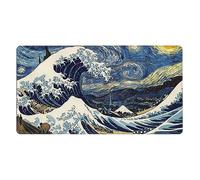 CHUNNAN Playmat for MTG Great Wave TCG Playmat Board Game Card Game Trading Card Game Play Mat Desk Pad Original Hand-Painted Stitched Edges Smooth Surface Rubber Base 23.6x13.8in