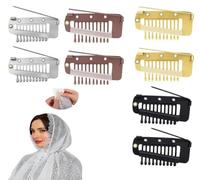 Chunni Clips for Hair Extensions 10-Teeth Wig to Secure Wig No Sew,Invisible Strong Hijab Pins Chunni Clips for Woman Veil Hair Extensions Hairpieces（8 Pack）