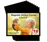 CHUNNIAO Magnetic Picture Frame 2.5X3.5,Black 10 Pieces,Wallet Size Photo Magnets Sleeves for Refrigerator