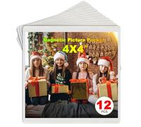 CHUNNIAO White Magnetic Picture Frame 4X4 for Refrigerator,12 Pieces Square Photo Magnets Sleeves for Fridge and Whiteboard,Locker