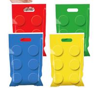 CHUNNIN 50Pcs Building Block Birthday Party Favors Bag Building Bricks Plastic Gift Bags Building Block Candy Snack Bag Bricks Theme Parties Goodie Treat Bags for Birthday Party Decorations Supplies