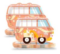 CHUNNIN 50Pcs Groovy Party Paper Plates Retro Hippie Bus Party Supplies 60s 70s Party Dinner Plates Groovy Hippie Peace Bus Disposable Plates for Retro Daisy Baby Shower Birthday Party Decorations