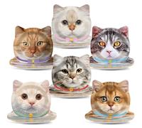 CHUNNIN 60 Pcs Cat Birthday Paper Plates Cat Shaped Dinner Party Plates for Cute Kitten Party Supplies Kitten Disposable Dinnerware Plate for Cats Themed Birthday Baby Shower Decorations Favors