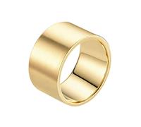 CHUNNUAN Classic 12mm Large Titanium Steel Wide Face Ring for Men Gold Color Silver Color Stainless Steel Ring Male Jewelry-11,Gold Color