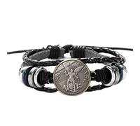CHUNNUAN Legend Archangel St.Michael Leather Bracelet St.Michael Protect Us Saint Shield Protection Justice Charm Bracelet Amulet-Style 1
