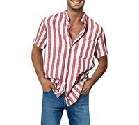 CHUNOTU Striped Shirts for Men Adult Classic Vertical Stripe Button Down Dress Shirt Short Sleeve Business Formal Party Tops