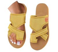 CHUNOTU Women's Sandals & Slides Wide Fit Arch Support Orthopedic Mesh Slippers Summer Breathable Slip On Walking Flat Shoes Sandals for Woman 2026, A05-Yellow, 3.5