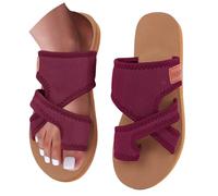 CHUNOTU Women's Sandals & Slides Wide Fit Arch Support Orthopedic Mesh Slippers Summer Breathable Slip On Walking Flat Shoes Sandals for Woman 2026, A02-Red-2, 3.5