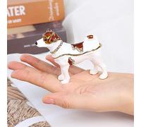 ChunRan Li89 2.75inch Metal Crafts Style Colored Paintings Creative Jack Russell Dog Alloy Jewelry Box Inlaid Diamonds Dog Home Decoration and Ornaments