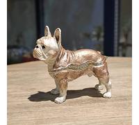 ChunRanLi89 French Bulldog Alloy Jewelry Box Craft Enamel Color Jewelry Box Inlaid with Diamonds Pet Dog Decoration Gift Decoration (Brown)