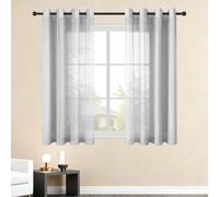 CHUNRONG Sheer Curtains 320 x 110 cm Light Filtering Sheer Curtain Semi Transparent Eyelet Lightweight for Bedroom Living Room Girls Bedroom, Light Grey