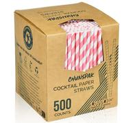 Chunspak 5.75 inch Short Pink Paper Straws 500 Counts, for Cocktail, Mixed Drinks, Cake Pops, Bars, Restaurants - Disposable, Compostable