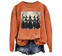 CHUNTIANRAN Halloween Sweatshirt for Women 1692 Salem Broom Co Pullover Sweatshirt Witch Lightweight Sweatshirt Outfit, A Girls Orange, XL