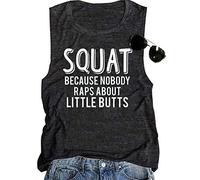 CHUNTIANRAN Squat Because Nobody Raps About Little Butts Muscle Tank Tops Womens Funny Workout Sleeveless T Shirts Tanks - grey - XX-Large
