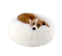CHUNXVLI Cat Bed Dog Bed Round Donut Pet Bed Dog Beds,Self Warming Indoor Round Pillow Cuddler Removable And Washable Pet Bed For Dog Cat(White,Diameter 70cm)