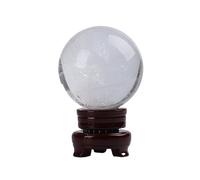 CHUNXVLI Crystal Ball For Fengshui Crystal Divnation Sphere Feng Shui Ball Lensball Decorative With Wooden Stand Photography Accessory(8cm)