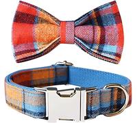 CHUNXVLI Dog Leash Daily Use Dog Collar Personalized Thicken Soft Padded Pet Collar With Leash Set Vintage Bow Tie Dog Collar Pet Supplies(33-51cm)