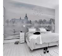 CHUNYAGOK 3D Photo European Architecture swan Fog Lake Wallpaper Suitable for Bedroom Living Room Wall Painting Home Decoration
