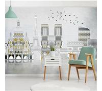 CHUNYAGOK Mural Wallpaper 3D Hand-Painted Nordic City Architecture European Style Bird Wall Decoration Abstract Wall Mural