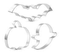CHUNZAI Halloween Cookie Cutter Set, 3-Piece, Ghost, Bat and Pumpkin