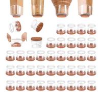 CHUNZEXI 48 Pack Chair Leg Floor Protectors for Hardwood Floors, Silicone Felt Covers Pads Caps, Protect Wood Furniture Feet Floors Noise Reduce and Scratch (Clear Universal L, Fit 1.3"-2")