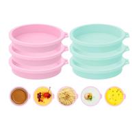 CHUNZHILAI 6 Pack Air Fryer Egg Mould Round Silicone Layer Cake Mold Silicone Chocolate Mousse Cake Mould Layer Rainbow Cake Round Mould DIY Dessert Cake Baking Tools(4'')