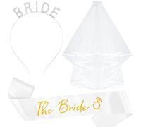 CHUOZI Bride Headband and Sash Veil for Bachelorette Party Tiara for Wedding Bridal Shower Hairband with Headpiece for