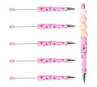 CHUOZI Elecrelive 20pcs Hot Pink Beaded Pens Plastic Black Ink Ballpoint Pen Blank Beadable Bulk for Students Teacher Office School Graduation Gift Supplies