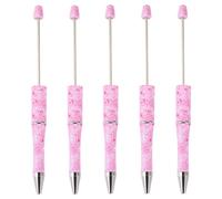 CHUOZI Elecrelive 20pcs Hot Pink Beaded Pens Plastic Black Ink Ballpoint Pen Blank Beadable Bulk for Students Teacher Office School Graduation Gift Supplies