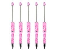 CHUOZI Elecrelive 20pcs Hot Pink Beaded Pens Plastic Black Ink Ballpoint Pen Blank Beadable Bulk for Students Teacher Office School Graduation Gift Supplies