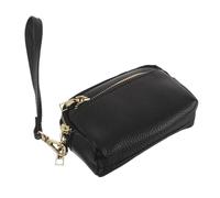 CHUOZI Genuine Leather Mini Change Wallet with Zipper for Women | Black Minimalist Pocket Size Design, Multi Compartment Organization, Secure Portable Storage for Cards