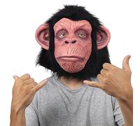 CHUOZI Halloween Monkey Head Mask Chimpanzee Black with Fur Latex Full for Carnival Costume Party Prop