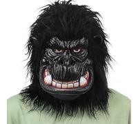 CHUOZI Halloween Monkey Head Mask Chimpanzee Black with Fur Latex Full for Carnival Costume Party Prop (Long Hair Gorilla)