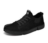 CHUOZI Men's Classic Handmade Leather Flats Leisure Lace-up Driving Shoes Skate Grey 7