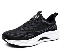 CHUOZI Men's Mesh Lightweight Fashion Sneakers, Breathable Walking Shoes,Shock-Absorbing Road-Running Size 6.5 Black Blue